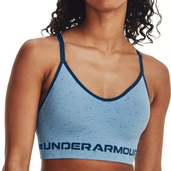 Under Armour Women's Seamless Low Impact Long Sports Bra Tech Blue Large - Picture 2 of 11